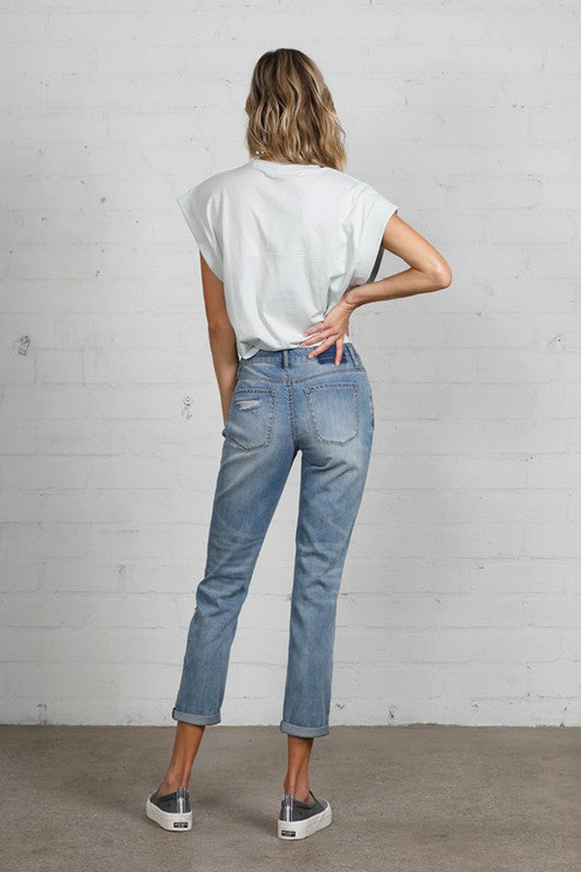 Mid Rise Heavy Destroyed Jeans MEDIUM by Insane Gene | Fleurcouture