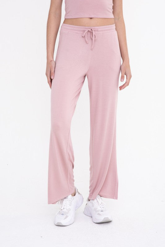 Mid-Rise Lounge Terry Pant Rose L by Mono B | Fleurcouture