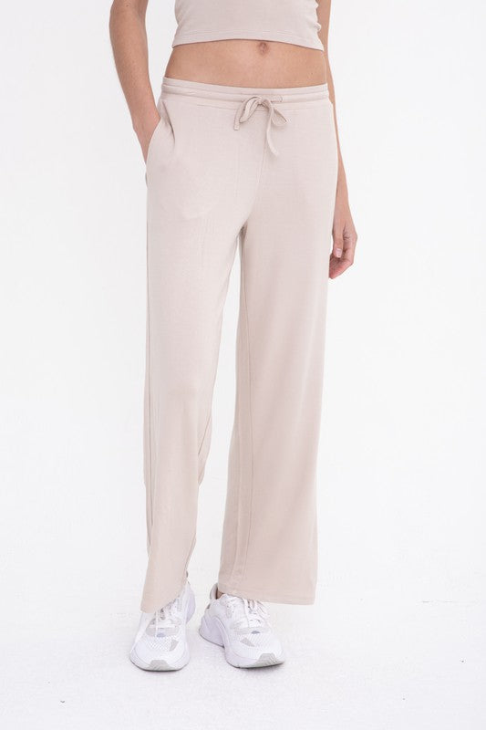 Mid-Rise Lounge Terry Pant Rose L by Mono B | Fleurcouture