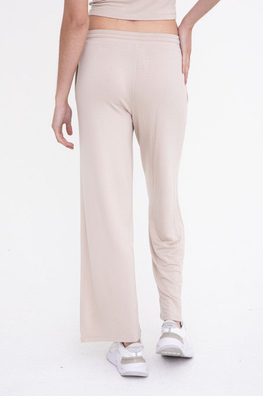 Mid-Rise Lounge Terry Pant Rose L by Mono B | Fleurcouture