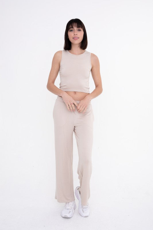 Mid-Rise Lounge Terry Pant Rose L by Mono B | Fleurcouture