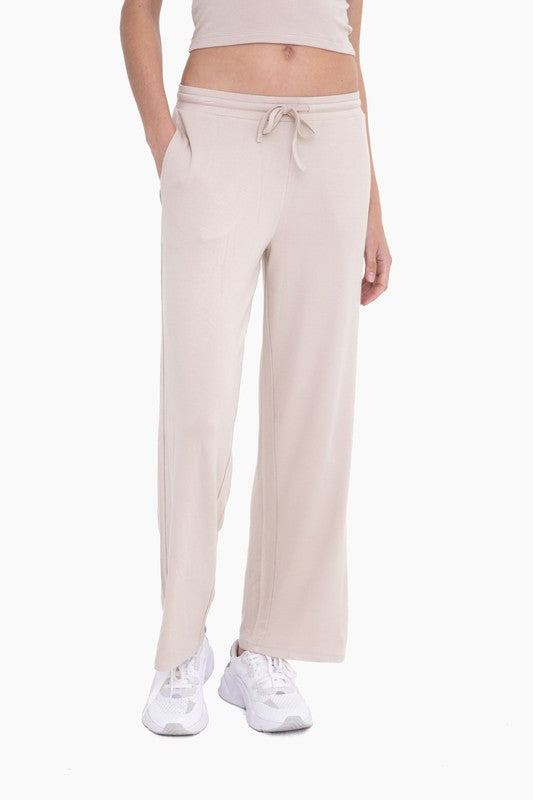 Mid-Rise Lounge Terry Pant Rose S by Mono B | Fleurcouture