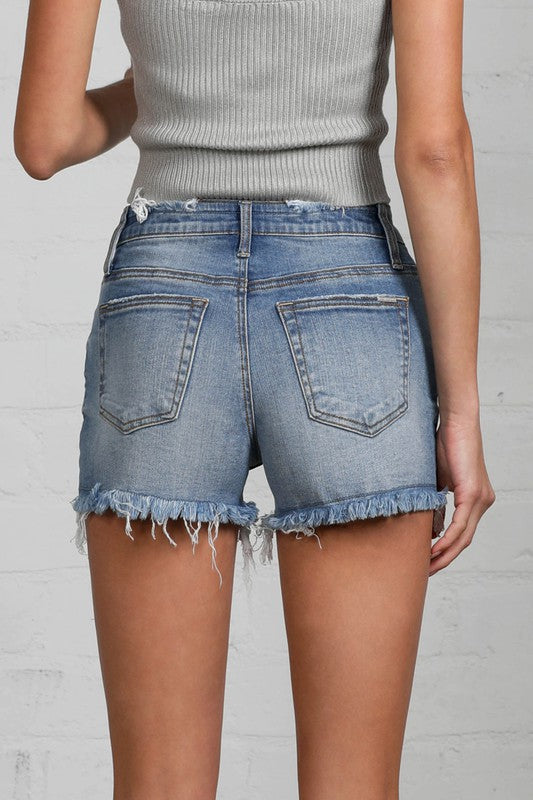 MID-RISE PREMIUM DISTRESSED SHORTS LIGHT by Denim Lab USA | Fleurcouture