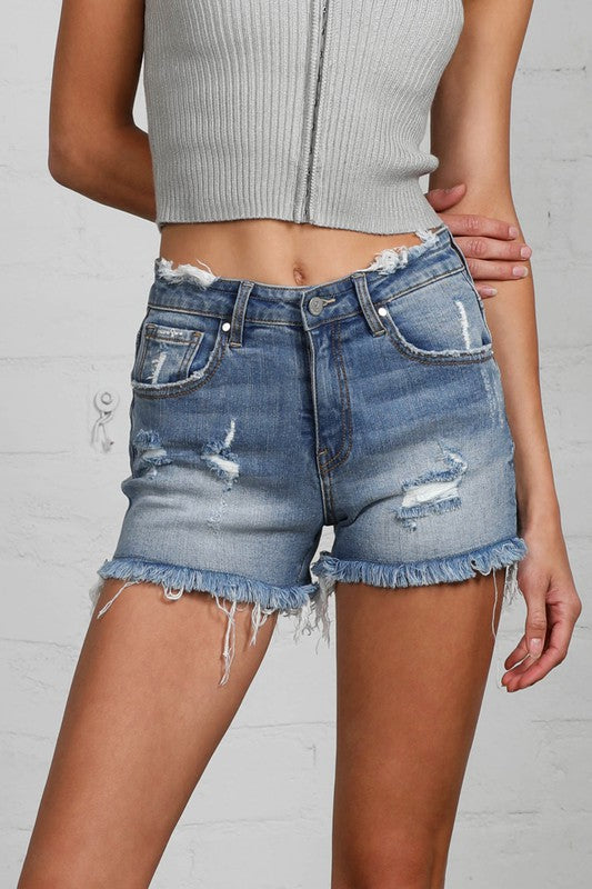 MID-RISE PREMIUM DISTRESSED SHORTS LIGHT S by Denim Lab USA | Fleurcouture