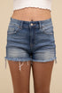 Mid Rise Raw Frayed Hem Denim Shorts MEDIUM S by ZENANA | Fleurcouture