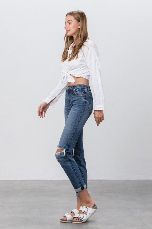 MID-RISE SLIM BOYFRIEND JEANS DARK by Insane Gene | Fleurcouture