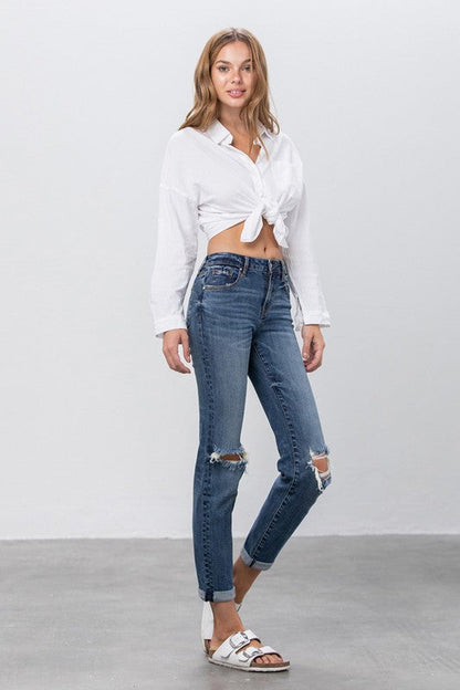 MID-RISE SLIM BOYFRIEND JEANS DARK by Insane Gene | Fleurcouture