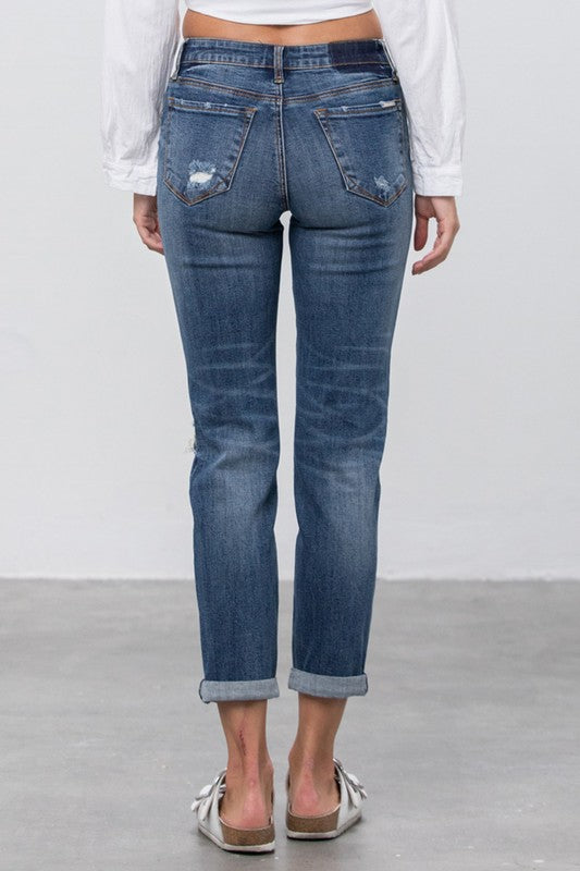 MID-RISE SLIM BOYFRIEND JEANS DARK by Insane Gene | Fleurcouture