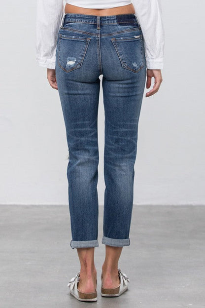 MID-RISE SLIM BOYFRIEND JEANS DARK by Insane Gene | Fleurcouture