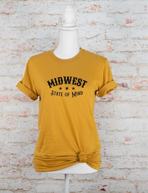 Midwest State of Mind Graphic Tee Heather Mustard XS by Ocean and 7th | Fleurcouture