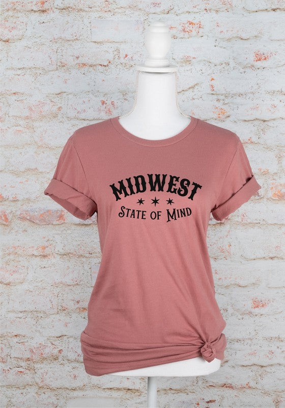 Midwest State of Mind Graphic Tee Mauve XS by Ocean and 7th | Fleurcouture