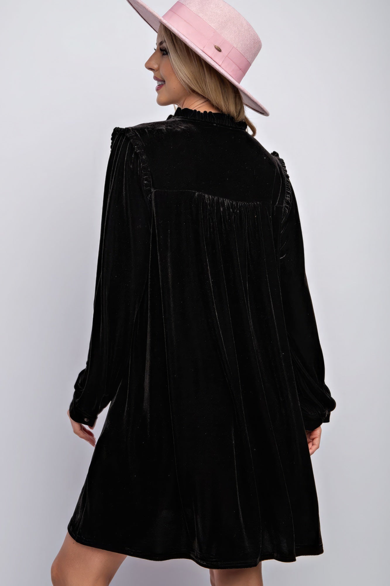 Mini Ruffle Detailing Velvet Dress by Fleurcouture | Fleurcouture