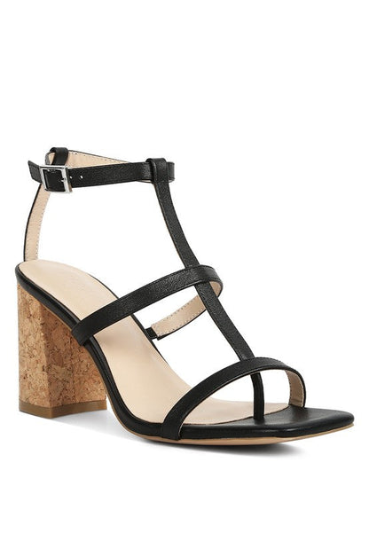 MIRABELLA Open Square Toe Block Heel Sandals Black 5 by Rag Company | Fleurcouture