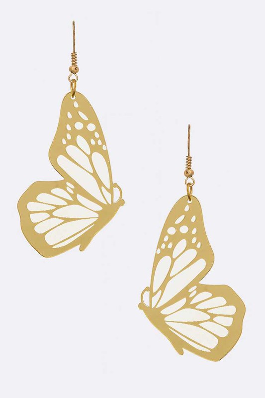 Mirror Cutout Iconic Butterfly Earrings Gold O/S by LA Jewelry Plaza | Fleurcouture