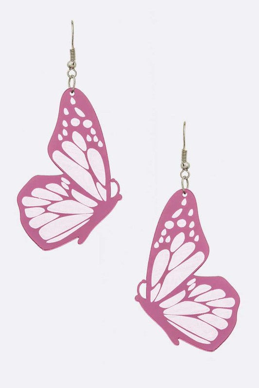 Mirror Cutout Iconic Butterfly Earrings Pink O/S by LA Jewelry Plaza | Fleurcouture