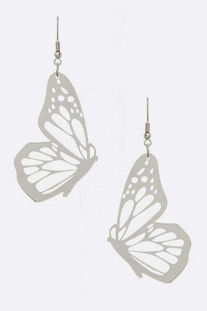 Mirror Cutout Iconic Butterfly Earrings Silver O/S by LA Jewelry Plaza | Fleurcouture