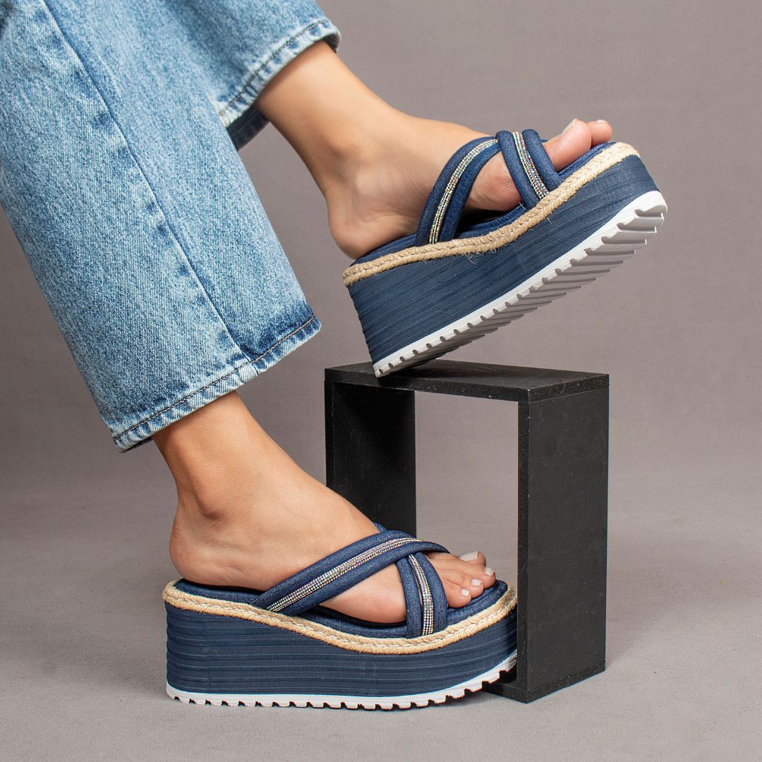 MISTY 8 Denim WEDGES by MODAPASSO | Fleurcouture