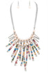 Mix Media Aztec Print Fringe Canvas Necklace Multi O/S by LA Jewelry Plaza | Fleurcouture