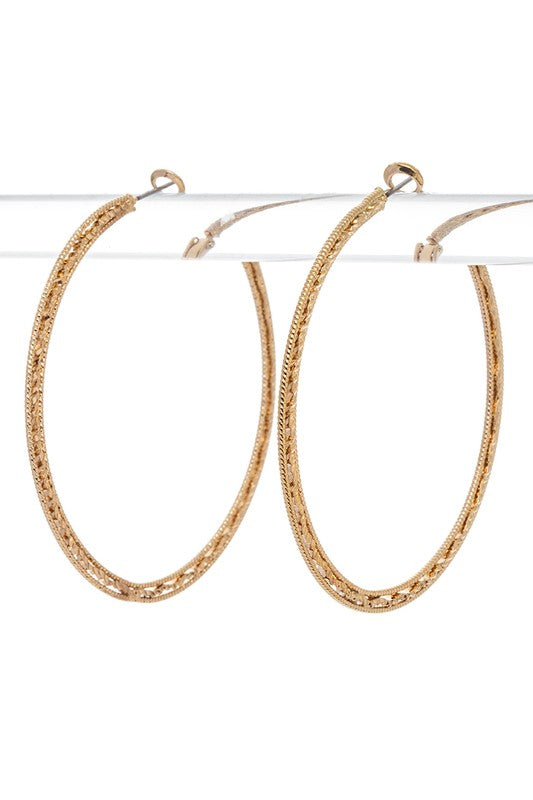 Mix Texture Iconic Hoop Earrings Gold O/S by LA Jewelry Plaza | Fleurcouture
