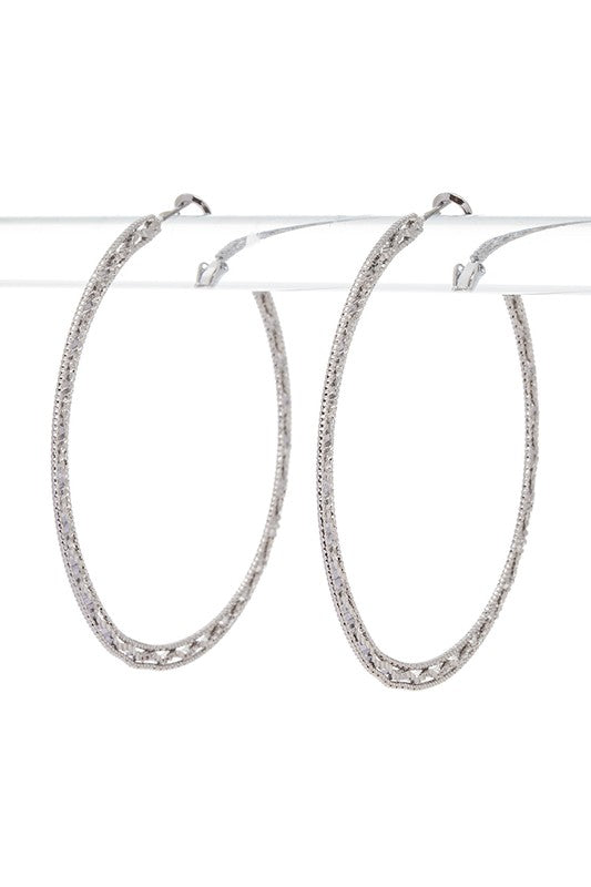 Mix Texture Iconic Hoop Earrings Silver O/S by LA Jewelry Plaza | Fleurcouture