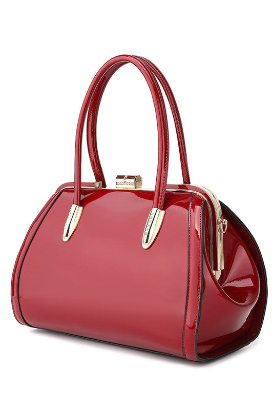 MKF Marlene Patent Satchel Handbag by Mia K Wine One Size by MKF Collection by Mia K | Fleurcouture