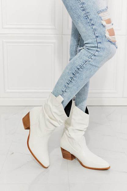 MMShoes Better in Texas Scrunch Cowboy Boots in White White by Trendsi | Fleurcouture