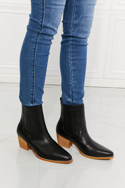 MMShoes Love the Journey Stacked Heel Chelsea Boot in Black Black by Trendsi | Fleurcouture