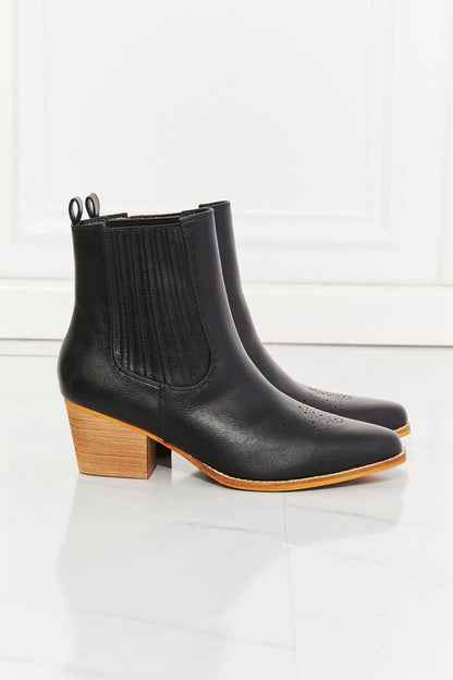 MMShoes Love the Journey Stacked Heel Chelsea Boot in Black Black by Trendsi | Fleurcouture