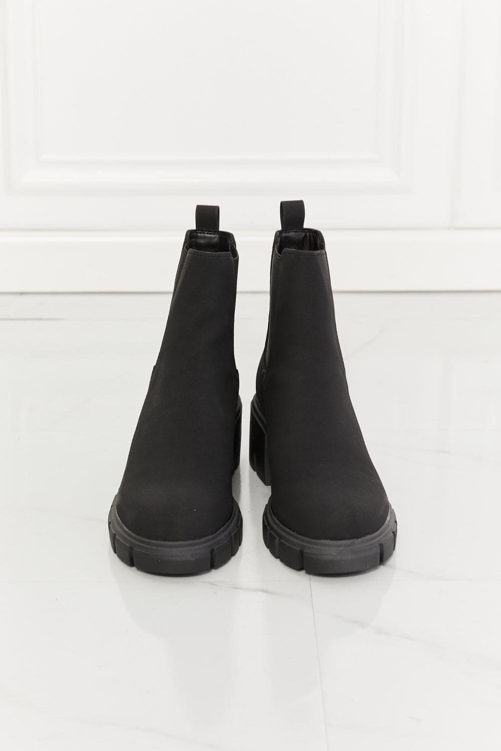 MMShoes Work For It Matte Lug Sole Chelsea Boots in Black Black by Trendsi | Fleurcouture