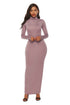 Mock Neck Long Sleeve Maxi Slim Dress Dusty Pink S Women&