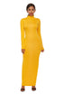 Mock Neck Long Sleeve Maxi Slim Dress Gold S Women&