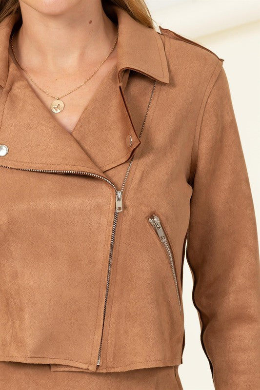 Mod Girl Faux Suede Bike Jacket L.CAMEL by HYFVE | Fleurcouture