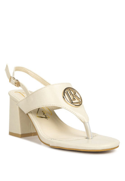 Monde Block Heel Thong Sandals BEIGE 6 by Rag Company | Fleurcouture