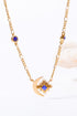 Moon & Star Shape Zircon Pendant Necklace Gold One Size Jewelry by Trendsi | Fleurcouture