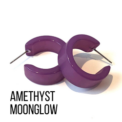 Moonglow Clara Hoop Earrings Amethyst MG Wide Classic Hoops by Leetie Lovendale | Fleurcouture