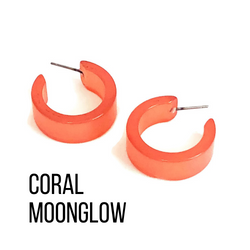 Moonglow Clara Hoop Earrings Coral MG Wide Classic Hoops by Leetie Lovendale | Fleurcouture
