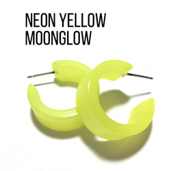 Moonglow Clara Hoop Earrings Neon Yellow MG Wide Classic Hoops by Leetie Lovendale | Fleurcouture