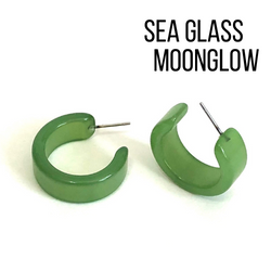 Moonglow Clara Hoop Earrings Sea Glass MG Wide Classic Hoops by Leetie Lovendale | Fleurcouture