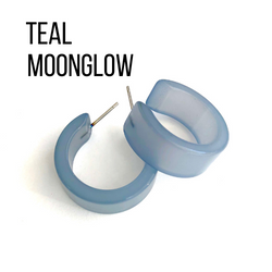 Moonglow Clara Hoop Earrings Teal MG Wide Classic Hoops by Leetie Lovendale | Fleurcouture