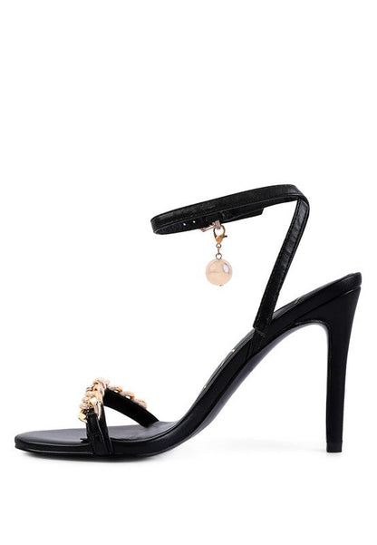 Mooning High Heeled Metal Chain Strap Sandals by Rag Company | Fleurcouture