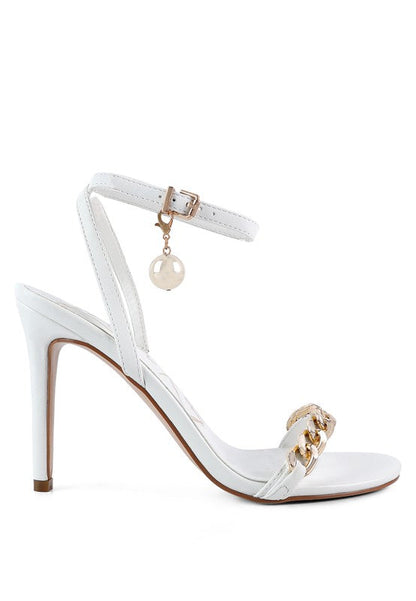 Mooning High Heeled Metal Chain Strap Sandals by Rag Company | Fleurcouture