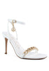 Mooning High Heeled Metal Chain Strap Sandals White 5 by Rag Company | Fleurcouture