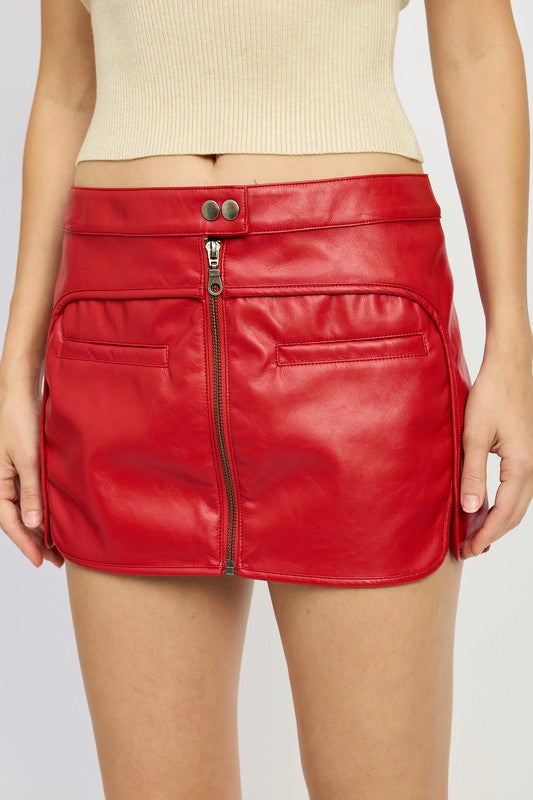 MOTO MINI SKIRT WITH ZIPPER by Emory Park | Fleurcouture