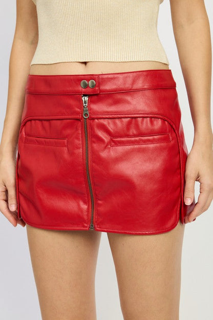 MOTO MINI SKIRT WITH ZIPPER by Emory Park | Fleurcouture