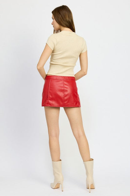 MOTO MINI SKIRT WITH ZIPPER by Emory Park | Fleurcouture