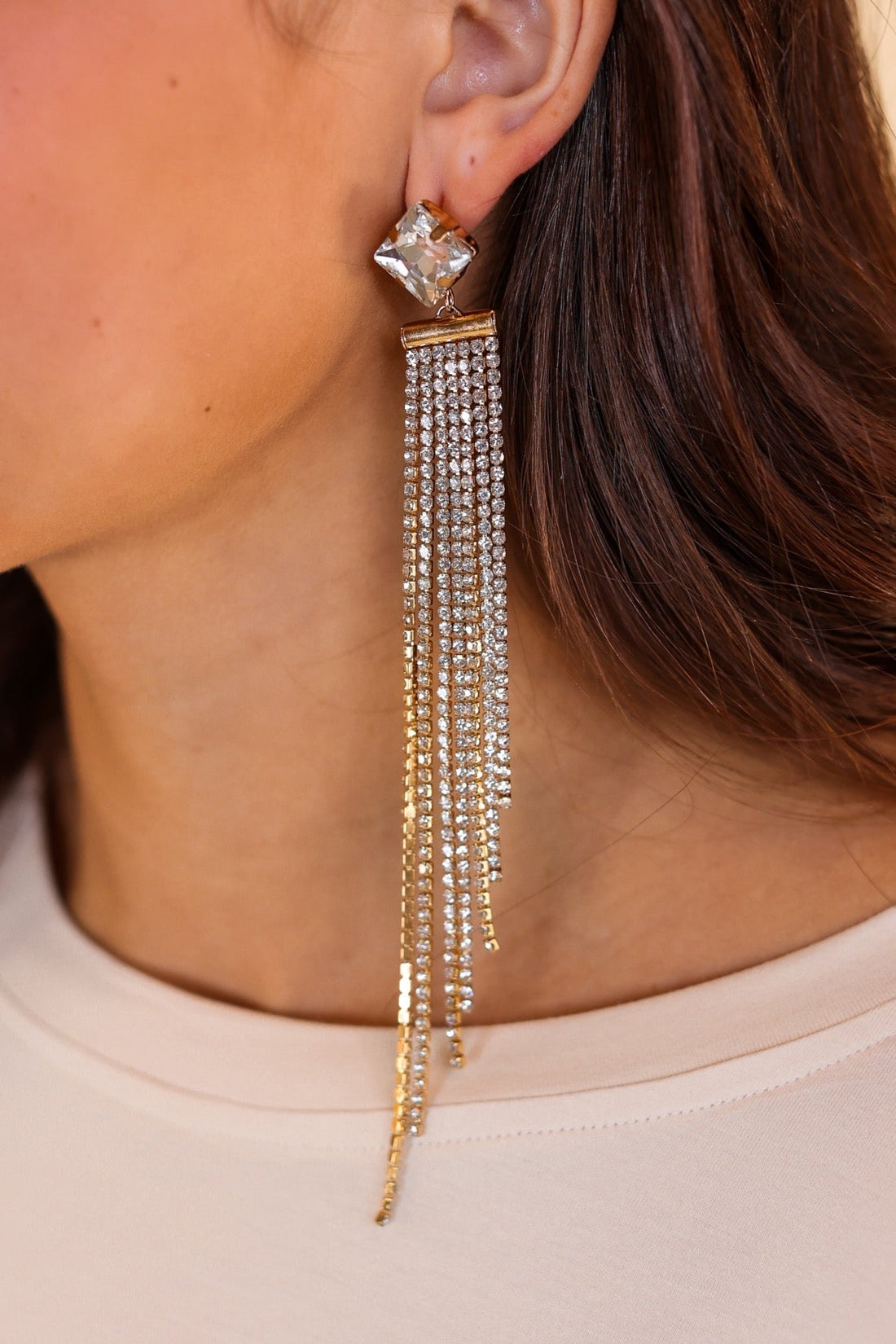 Movement Crystal Drop Earrings Gold One Size Earrings by Southern Grace | Fleurcouture
