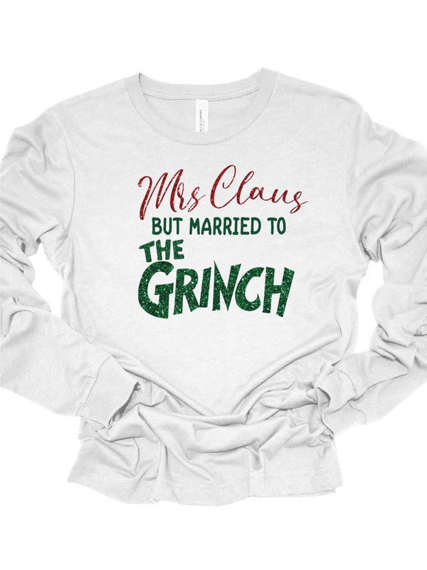 Mrs Claus but Married to the Grinch LS Tee Ash L by Ocean and 7th | Fleurcouture