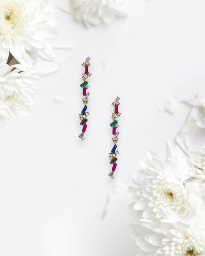 Multi Color Crystal Earring Multi Color One Size Earrings by Grace &amp; Emma | Fleurcouture
