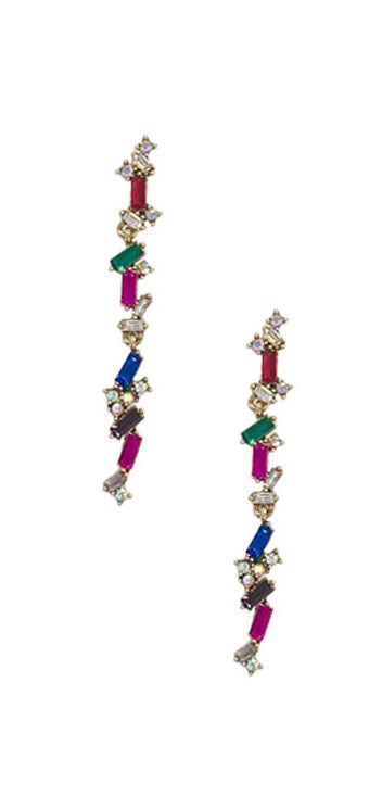 Multi Color Crystal Earring Multi Color One Size Earrings by Grace &amp; Emma | Fleurcouture