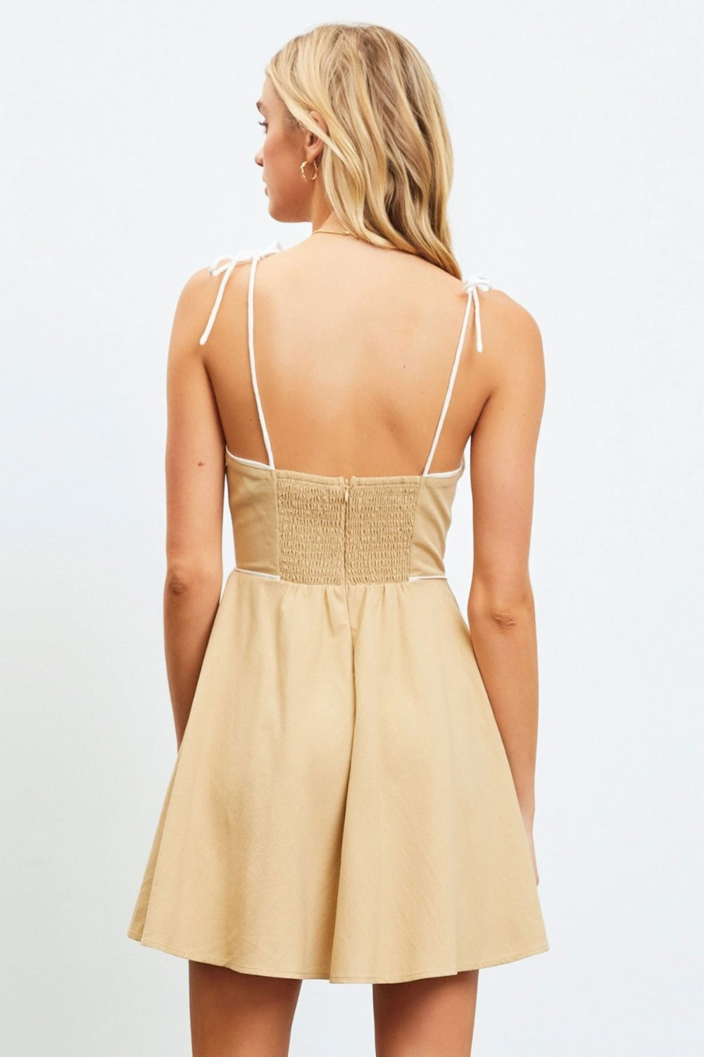 Mustard Seed Contrast Piping Cami Mini Dress Taupe Women&